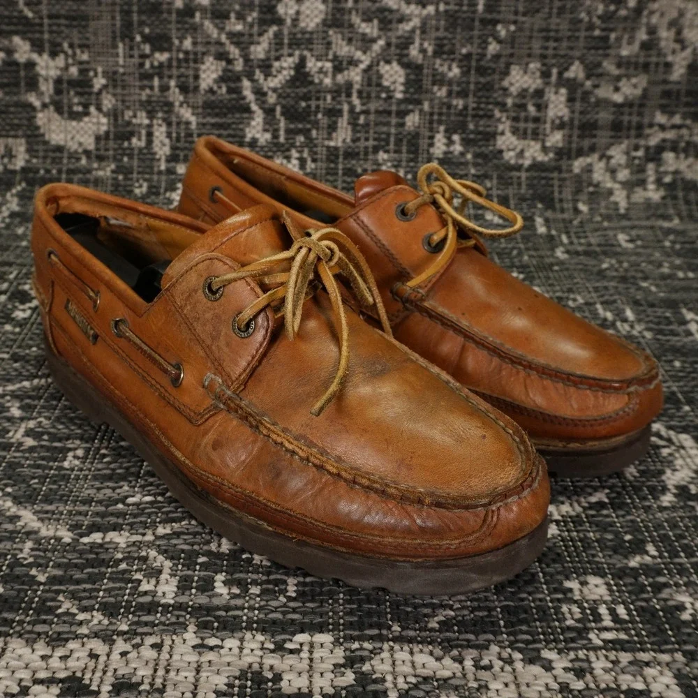 VTG Mephisto Mens 10 Leather‎ Boat Shoes Brown Lace Portugal Casual Deck Comfort